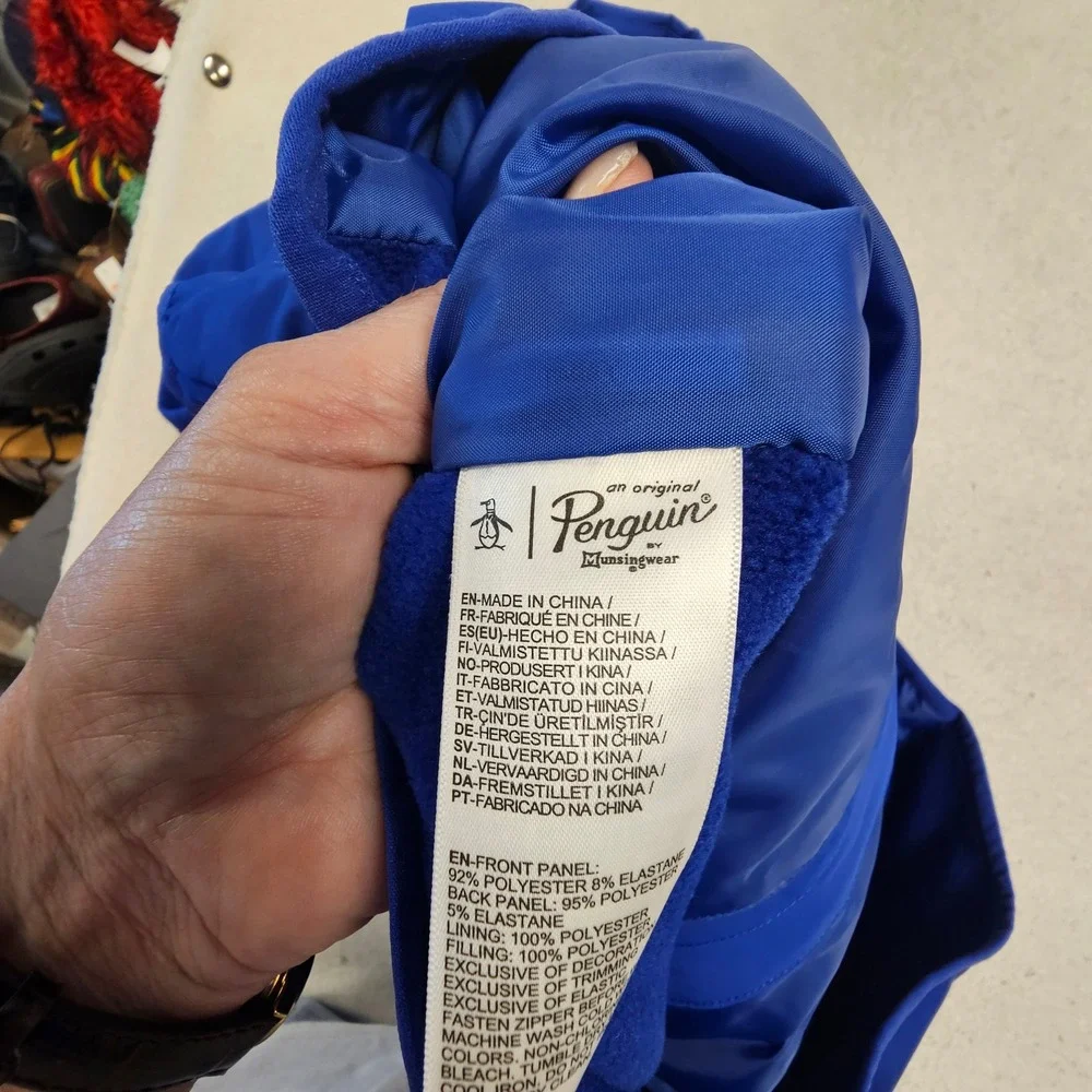 Original Penguin Mens Quilted Vest Surf The Web Blue OGRFF0C90F Size Medium NWT